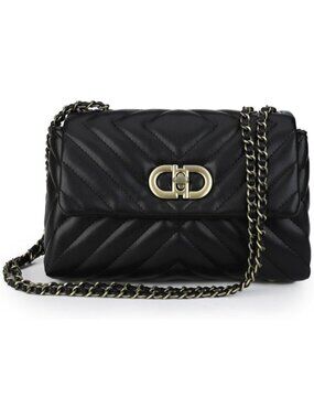 〽️Women's Black Vegan Leather Convertible Crossbody iPad Mini Purse Shoulder Bag